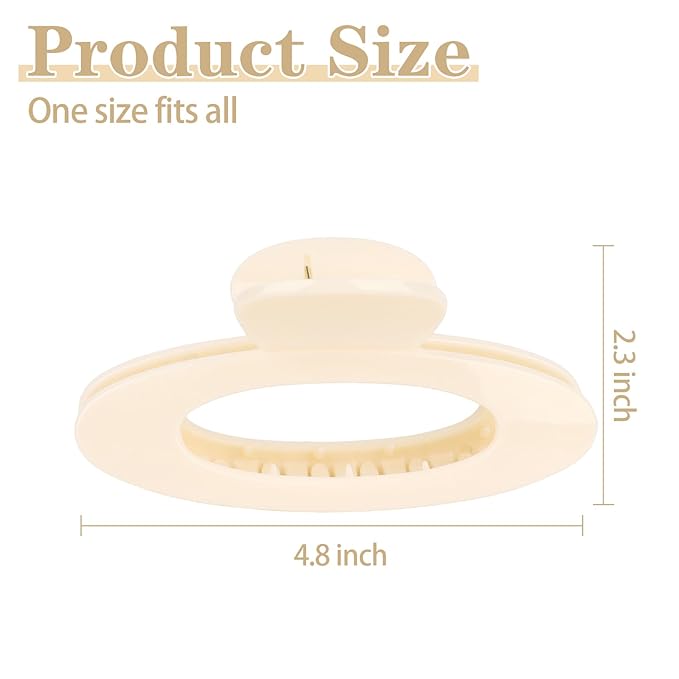 4Pcs Hair Claw Clips Large Oval Hair Clips for Women Strong Hold Non Slip Jaw Clips for Thick Thin Hair(Neutral)