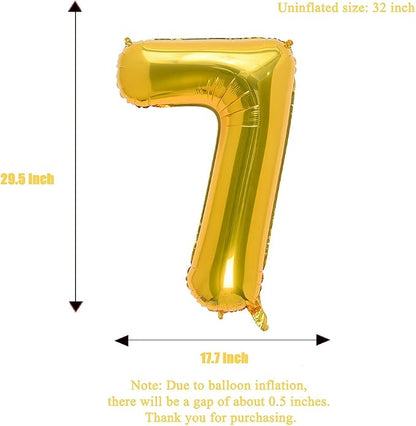 32 Inch Gold Number 7 Balloons Foil Ballon Digital Birthday Party Decoration - Image 3