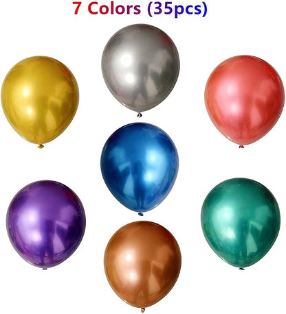 35 Pack Metallic Balloons 18 Inch Chrome Shiny Assorted Colors Latex Rainbow 7 - Image 3