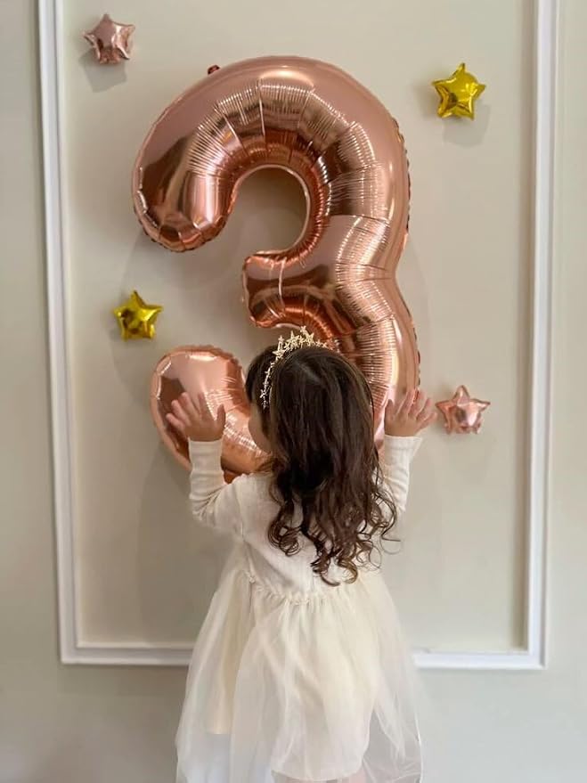 Rose Gold Number 3 Balloon 40 inch, Balloon numbers party supplies, deco photo - Image 5