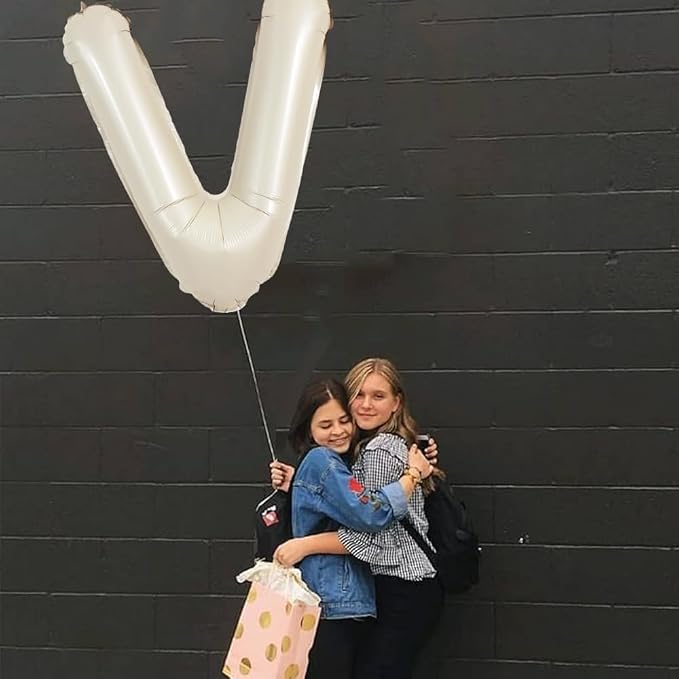 TONIFUL 40 Inch Large Cream White Letter V Balloons Giant Alphabet Letter - Image 5