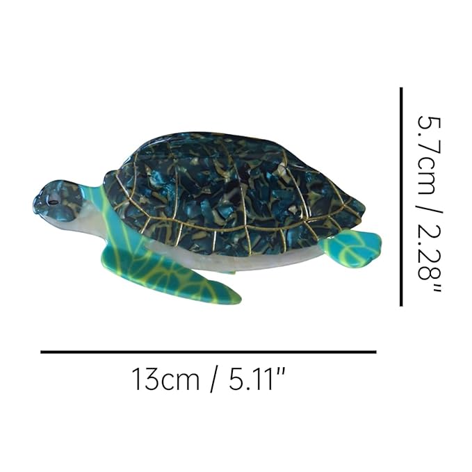 Novelty Aquatic Animals Hair Clips,Cellulose Acetate Hair Clips,Big Claw Clips for Girl,Hair Accessories (Turtle)