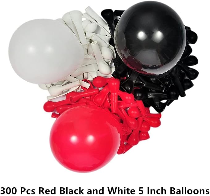 300 Pack Red Black and White Balloons - Image 2