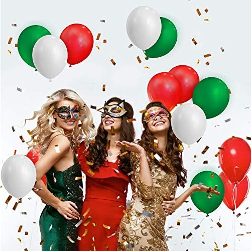TecUnite 100 Pcs Red Green White Latex Balloons 13 Inch Colorful Round Balloons - Image 7
