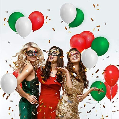 TecUnite 100 Pcs Red Green White Latex Balloons 13 Inch Colorful Round Balloons - Image 7
