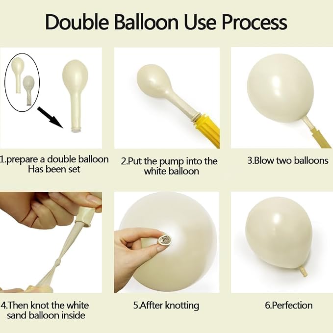 Black White Gold Balloon Garland Double Stuffed, Pearl Sand Champagne Gold - Image 4