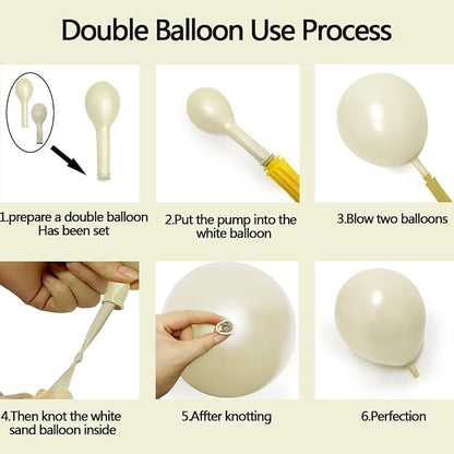 Black White Gold Balloon Garland Double Stuffed, Pearl Sand Champagne Gold - Image 4