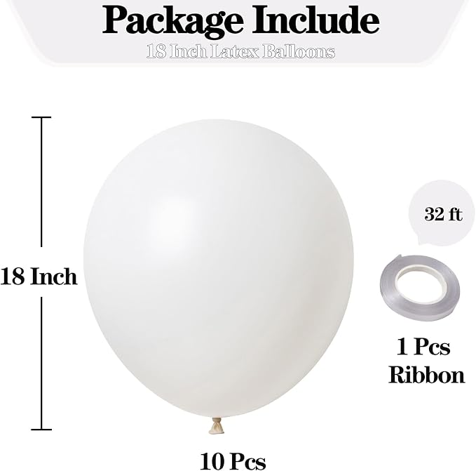 18 Inch White Balloons, Baby Shower, Birthday Party and Event Decoration - Image 2