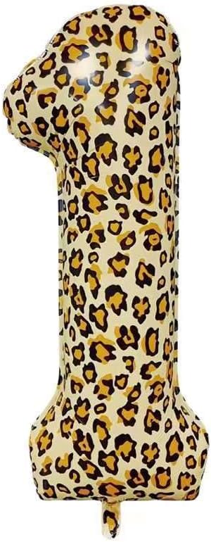 40Inch Large Leopard Print Number 1 Foil Balloons Cheetah 1st Wild One First by Unknown