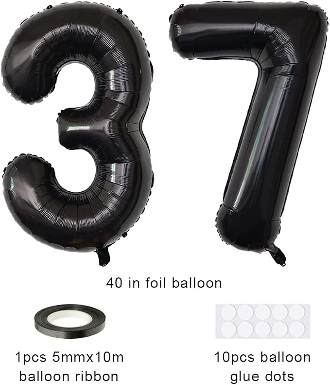 Xihuimay Number 37 Balloons 40 inch Digital Balloon Alphabet Birthday Digit - Image 2