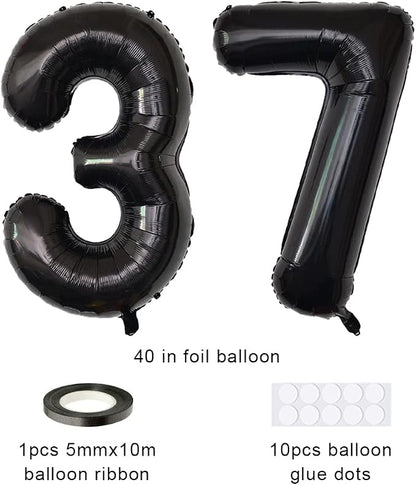 Xihuimay Number 37 Balloons 40 inch Digital Balloon Alphabet Birthday Digit - Image 2