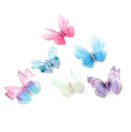 6Pcs/pack 3D Colorful Organza Butterfly Hair Clips - Chiffon Fairy Wings - Ribbon Wrapped Clips 0.4Inch Barrettes Hair Accessories For Women(Multicolor1)