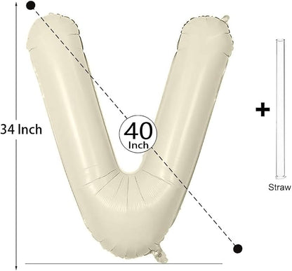 Letter Balloon 40Inch Cream White Big Alphabet Balloons Letter V | Giant Foil - Image 2