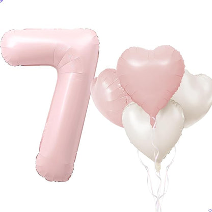 Pink 7 Balloon Number Pastel Pink 7th Birthday Party Decorations by Unknown