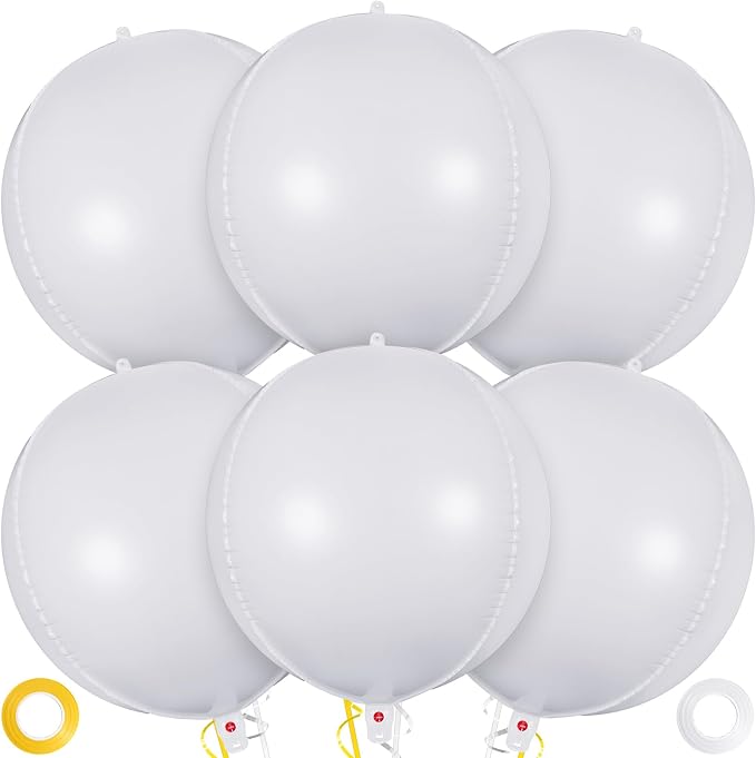 Metallic White Balloons, 22 Inch Large Sphere Round Balloons by AIQINHU