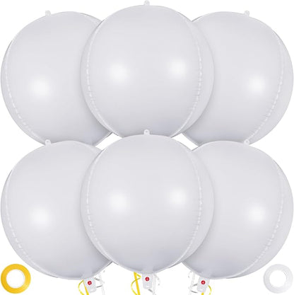 Metallic White Balloons, 22 Inch Large Sphere Round Balloons by AIQINHU
