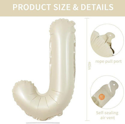 TONIFUL 40 Inch Large Cream White Letter J Balloons Giant Alphabet Letter - Image 2