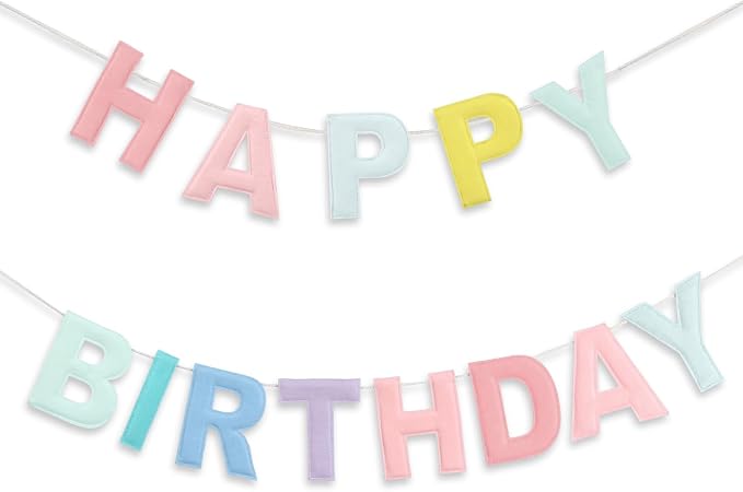 Felt Happy Birthday Garland Rainbow Banner Reusable Happy Birthday Sign Party by Mindsoft