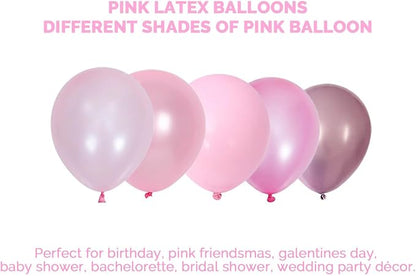 Pink Balloons for Birthday Party Decorations- 12 Inch Different Shades of Pink - Image 6