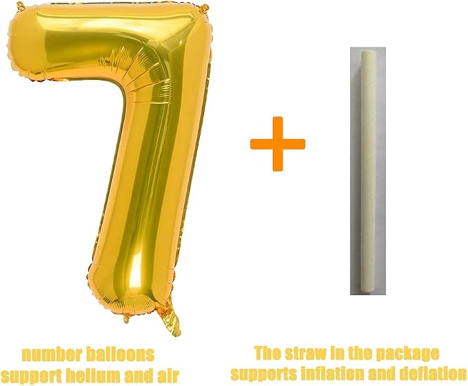 32 Inch Gold Number 7 Balloons Foil Ballon Digital Birthday Party Decoration - Image 4