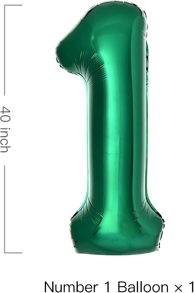 Dark Green Number 1 Balloons Large Emerald Green Number Balloons 40 Inch Jungle - Image 2