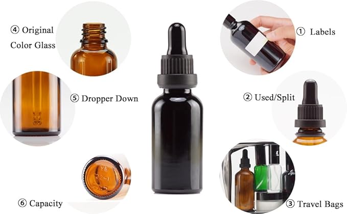 YIZHAO Black Glass Dropper Bottle 1oz, Tincture Bottles with Glass Dropper, for Essential Oils, Aromatherapy, Cosmetic, Laboratory, Pharmacy, Liquids, Travel –12 Pcs