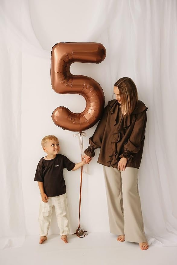 Number 4 Balloons 40 Inch Coffee Brown Balloon - Image 2