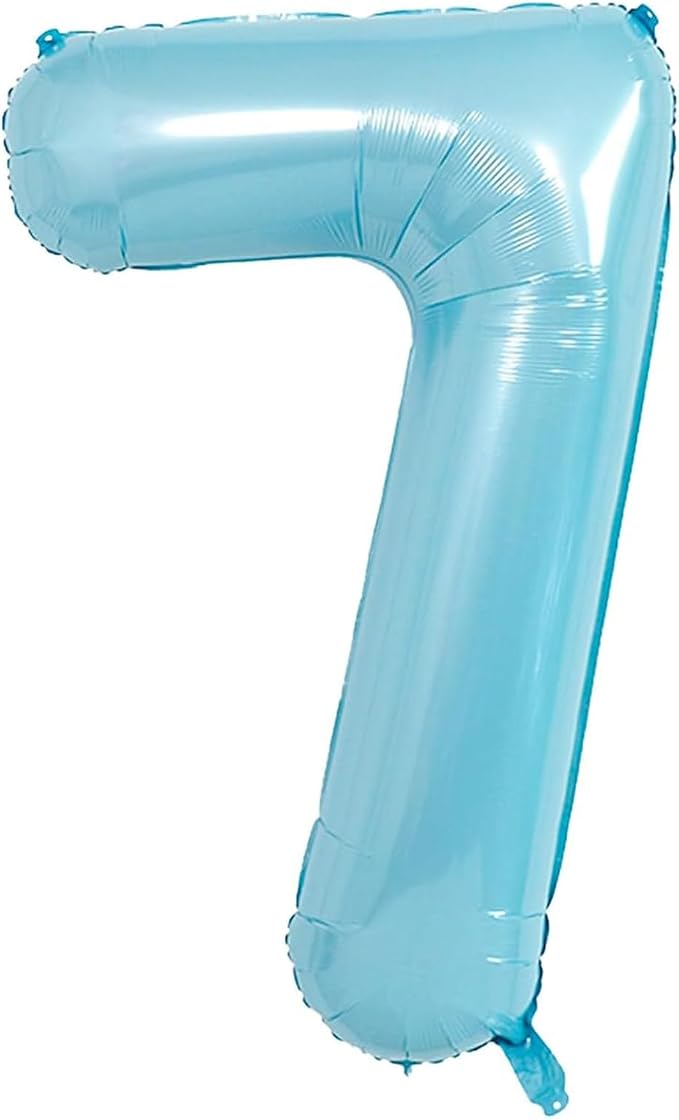40 Inch Light Blue Number 7 Balloon | 7 Birthday Balloon by GLASNES