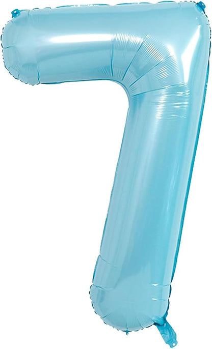 40 Inch Light Blue Number 7 Balloon | 7 Birthday Balloon by GLASNES