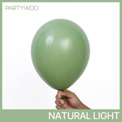 PartyWoo Sage Green Balloons 140pcs Different Sizes Pack of 18 12 10 5 Inch - Image 2