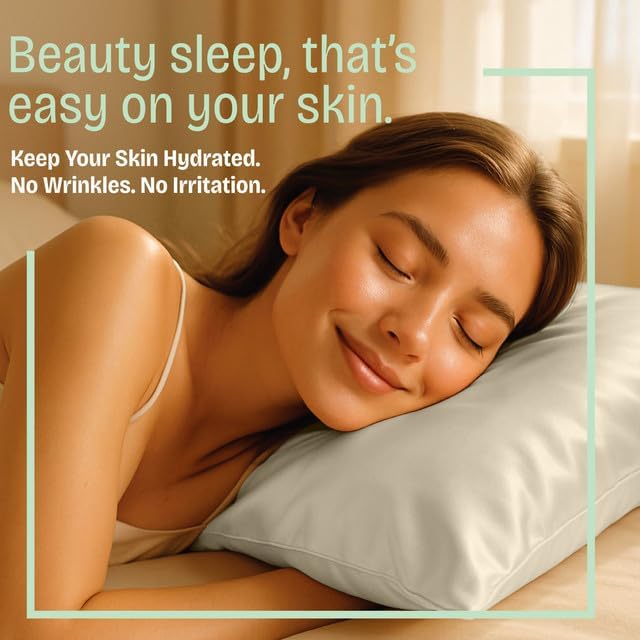 BLISSFORD Satin Pillowcase with Zipper, for Hair and Skin Care, Feels Soft and Cool Like a Silk Pillowcase, Satin Pillow Cases 2 Pack, Slik Pillow Cover, Champagne, King, Set of 2