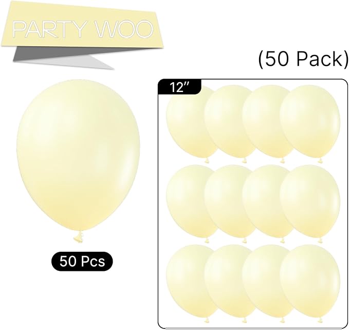 PartyWoo Pastel Yellow Balloons 50pcs Light Pale Yellow Color | Balloons - Image 6