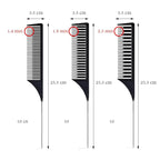 SKYPIA 3 Piece Professional Dyeing Hair Comb Set - Highlight Combs with Long Stainless Steel Rat Tail for Weaving and Styling (Black)
