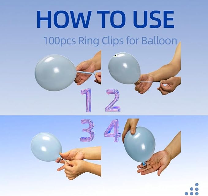 100Pcs White Balloon Ring Clips, Plastic Balloon Clips - Image 4