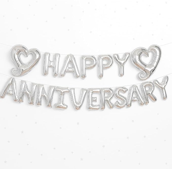 KatchOn Silver Happy Anniversary Balloons 18 Inch, Anniversary Decorations | by KatchOn