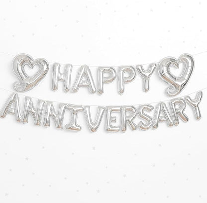 KatchOn Silver Happy Anniversary Balloons 18 Inch, Anniversary Decorations | by KatchOn