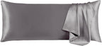 THXSILK 100% Natural Mulberry Silk Pillowcase for Hair and Skin, Silk Body Pillowcase with Hidden Zipper, Ultra-Soft Breathable Smooth Both Sided Silk Pillow Cover, Body Size 20"x54", Grey