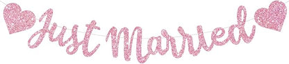 BEISHIDA Pink Just Married Banner by Beishida