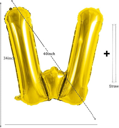Gold Letter Balloons 40 Inch Large Letter W Balloon Aluminum | Foil Mylar Big - Image 2