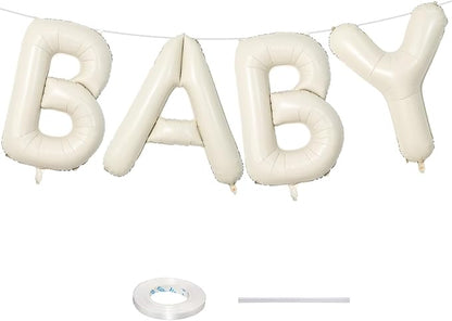 40 Inch Beige BABY Balloon for Baby Shower, Large Cream White Baby Foil by Lingqiang
