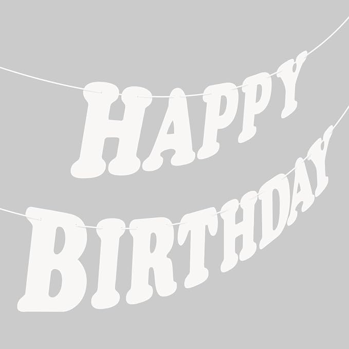 White Happy Birthday Banner Sign Happy Birthday Bunting Banner Flag Garland by Hxezoc