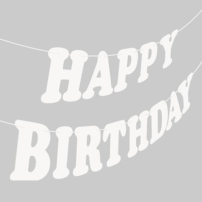 White Happy Birthday Banner Sign Happy Birthday Bunting Banner Flag Garland by Hxezoc