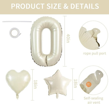 TONIFUL OH BABY Balloon, 40 Inch Cream White Oh Baby Foil Letter Balloons - Image 2