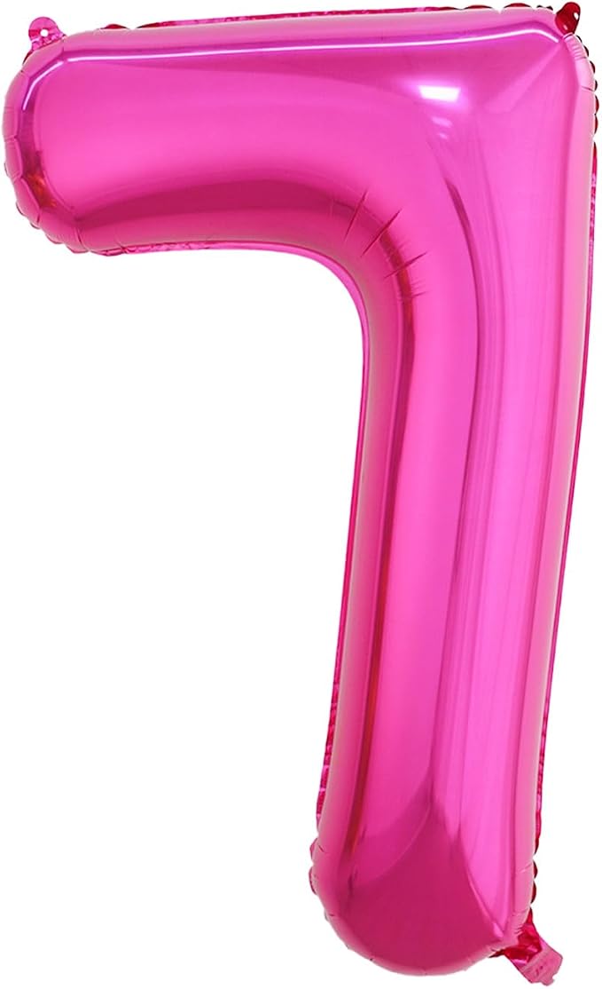 40 Inch Hot Pink Number 7 Balloon, Giant Number Balloons, Birthday Decor | by Unknown