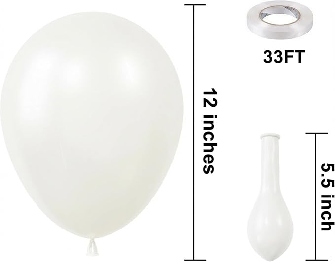 KBZVNAF Pearl White Latex Party Balloons 50 Pack 12 inch | White Ivory Helium - Image 2