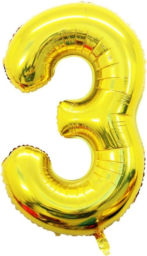 Gold Foil Balloons Number 3, Huge Number Balloons - Image 4