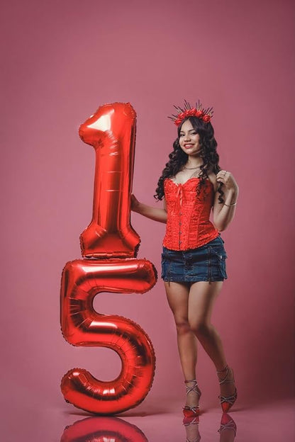 15 Balloon Number 40 Inch Red Balloons - Image 3