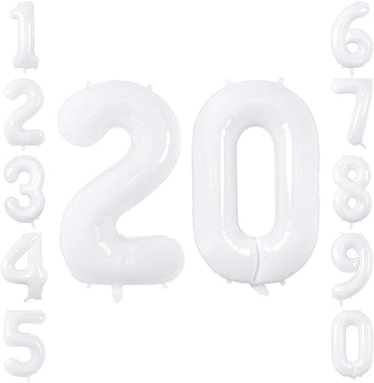 White Number 20 Balloon 40 Inch, Large Matte White Mylar Foil Balloons by Unknown