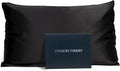 Fishers Finery 19mm 100% Pure Mulberry Silk Pillowcase, Quality Tested (Black, K)