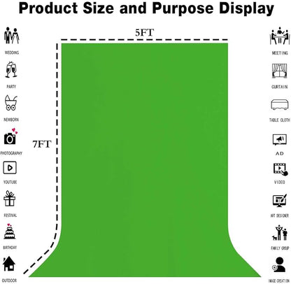 Green Screen Backdrop for Photoshoot, Fabric 5x7ft | Polyester Studio Photo - Image 3